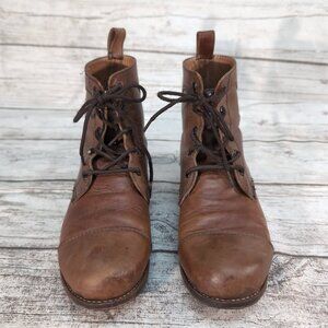 Vintage Brown Leather Lace-Up Cap Toe Boots – Men’s EU 42 Handmade Style